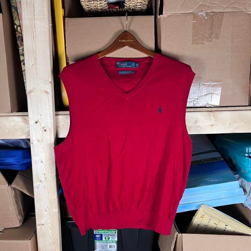 Red‎ Polo Ralph Lauren Pima cotton sweater vest Men's size XL